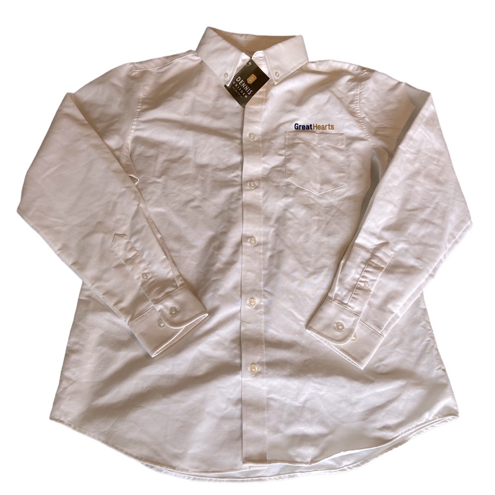 Great Hearts Oxford Shirt White Long Sleeve Dennis Uniforms Button Down School
